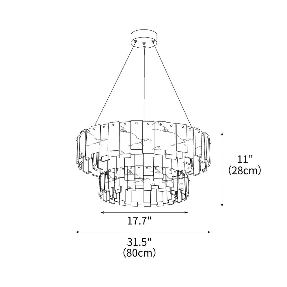 Double Round Alabaster Chandelier