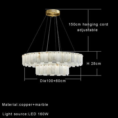 Double Round Alabaster Chandelier