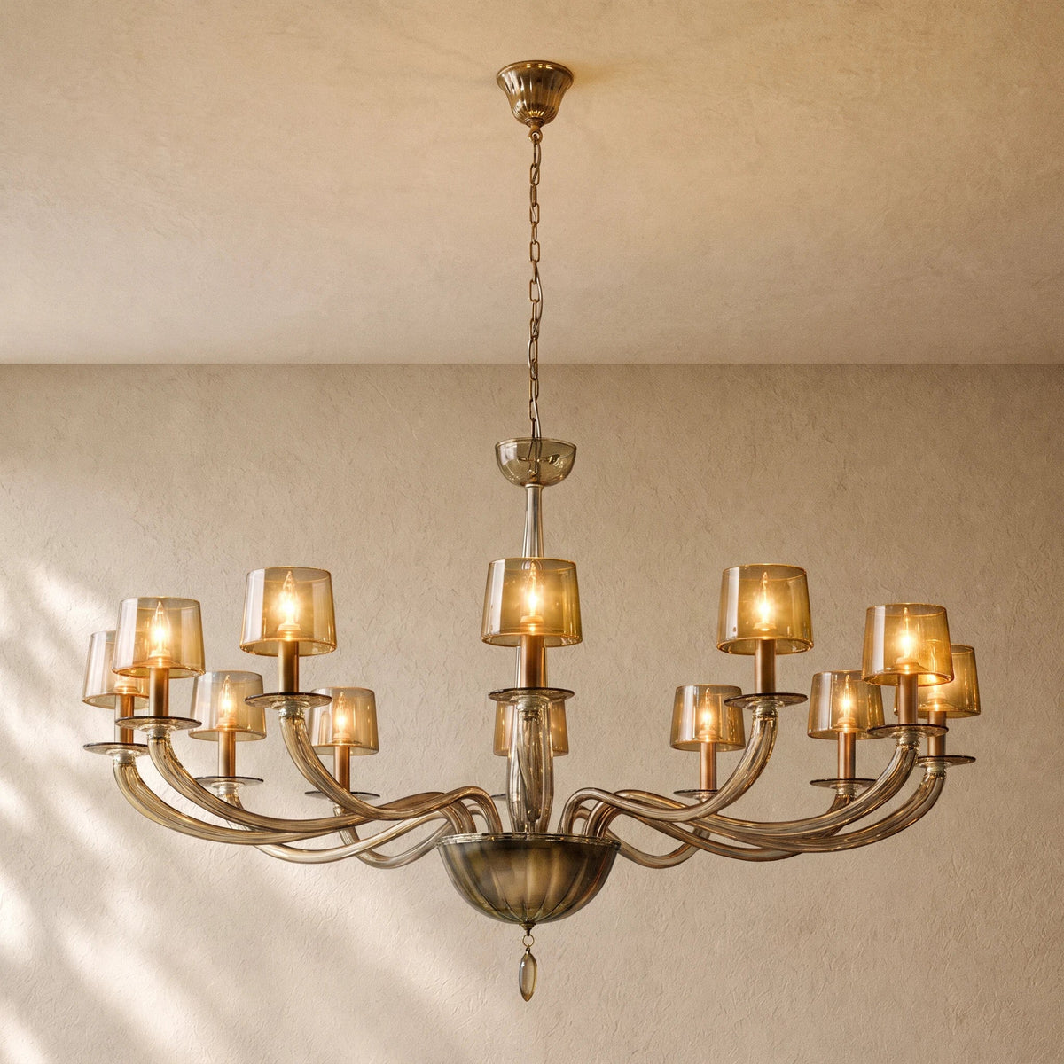 Giulien Amber Glass Round Chandelier