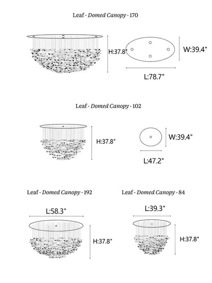 New Postmodern Round/Oval 84/102/170/192 Leaves Art Design Chandelier