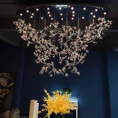 Morylighting Opulent Bloom Crystal Branch Chandelier - dramatic American stairwell with soaring ceiling
