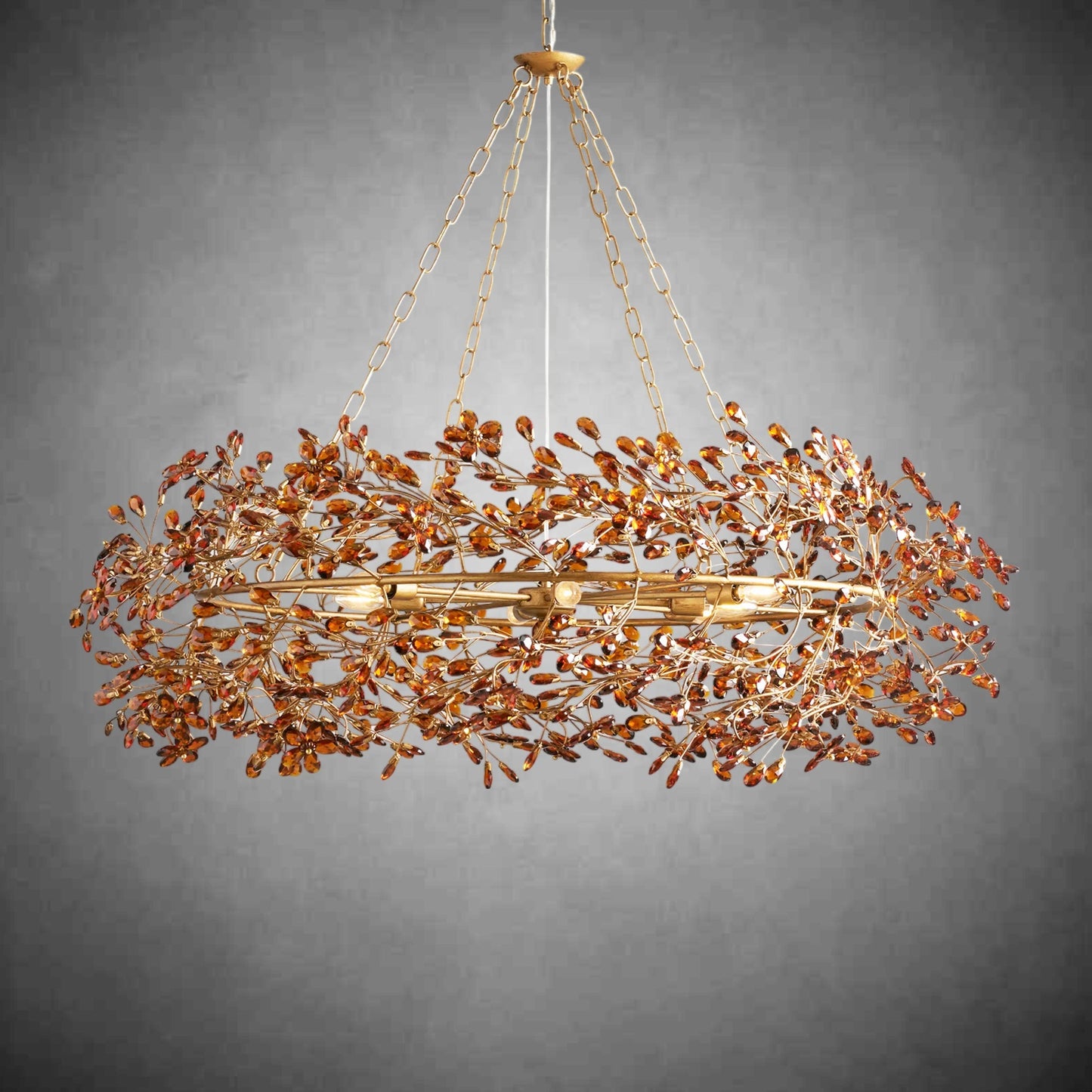 Fiore Crown Chandelier 39" 48" 60"-Chandelier-morylighting-BRASS/AMBER-48"-Morylighting
