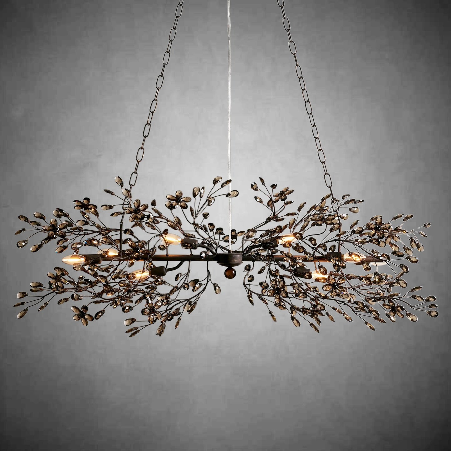 Fiore Linear Chandelier 43" 51" 68"W-Chandelier-morylighting-BRONZE/SMOKE-43"-Morylighting