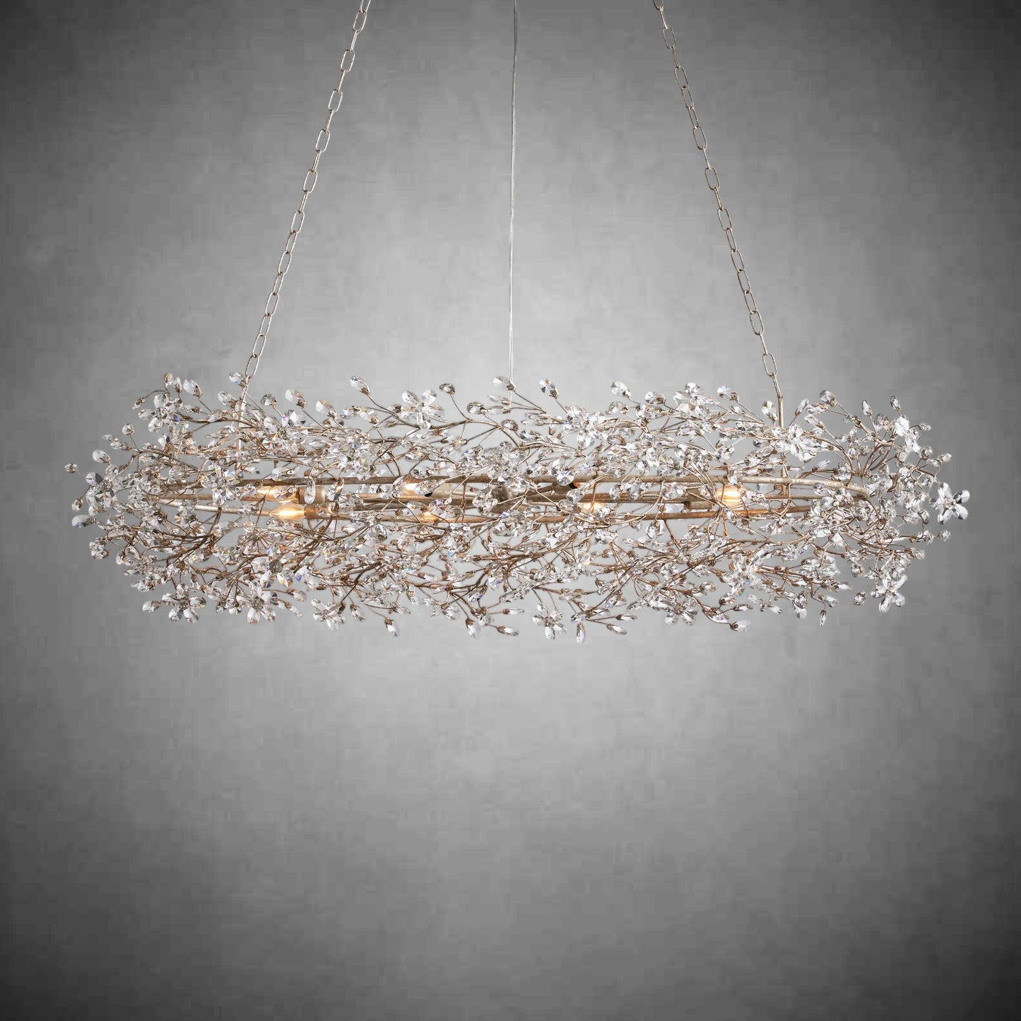 Fiore Oval Chandelier 62'' 74''-Chandelier-morylighting-SILVER-62"-Morylighting