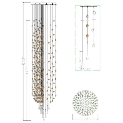 Morylighting Azure Cascade Glass Chandelier - Background Shot