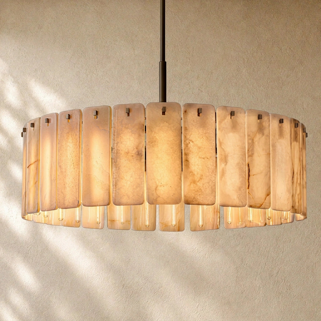 Calametta Onyx Round Alabaster Chandelier 36". 48", 60"