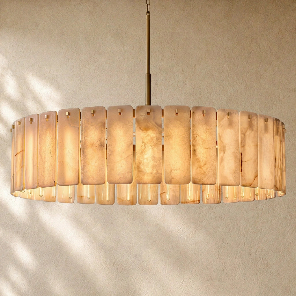 Calametta Onyx Round Alabaster Chandelier 36". 48", 60"