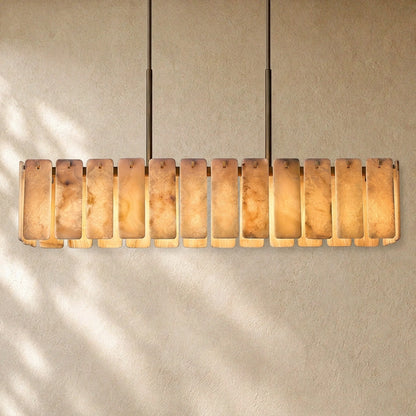 Calametta Onyx Rectangular Alabaster Chandelier 60" 74"