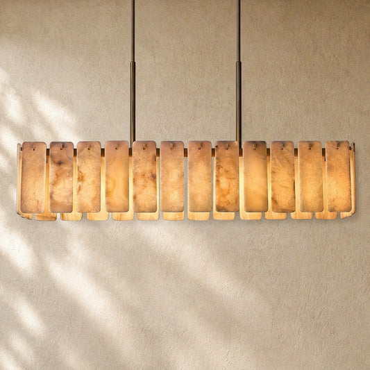 Calametta Onyx Rectangular Alabaster Chandelier 60" 74"