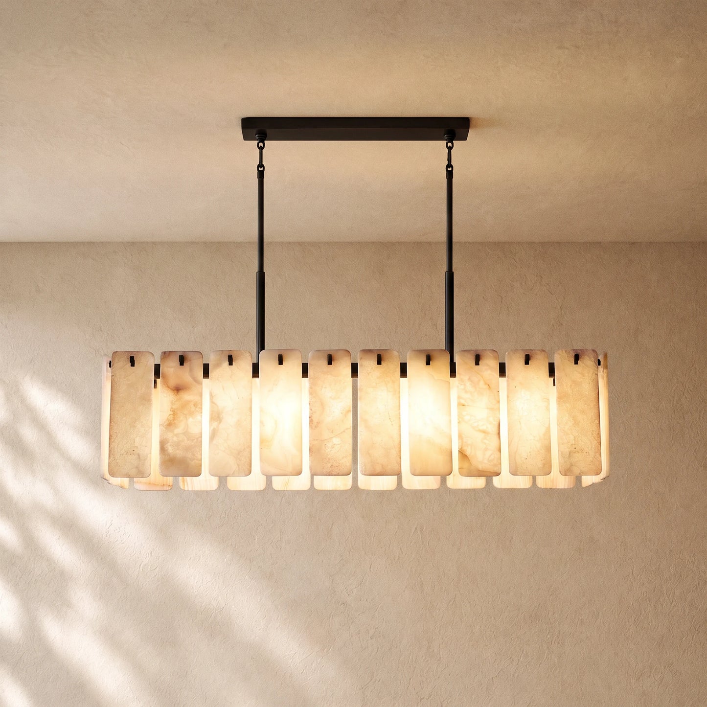Calametta Onyx Rectangular Alabaster Chandelier 60" 74"
