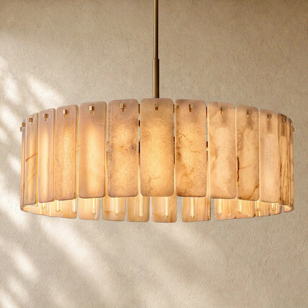 Calametta Onyx Round Alabaster Chandelier 36". 48", 60"