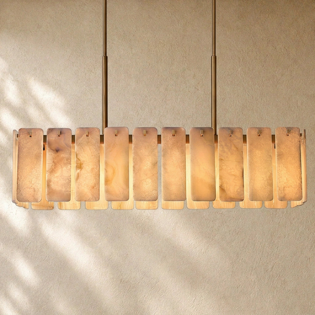 Calametta Onyx Rectangular Alabaster Chandelier 60" 74"