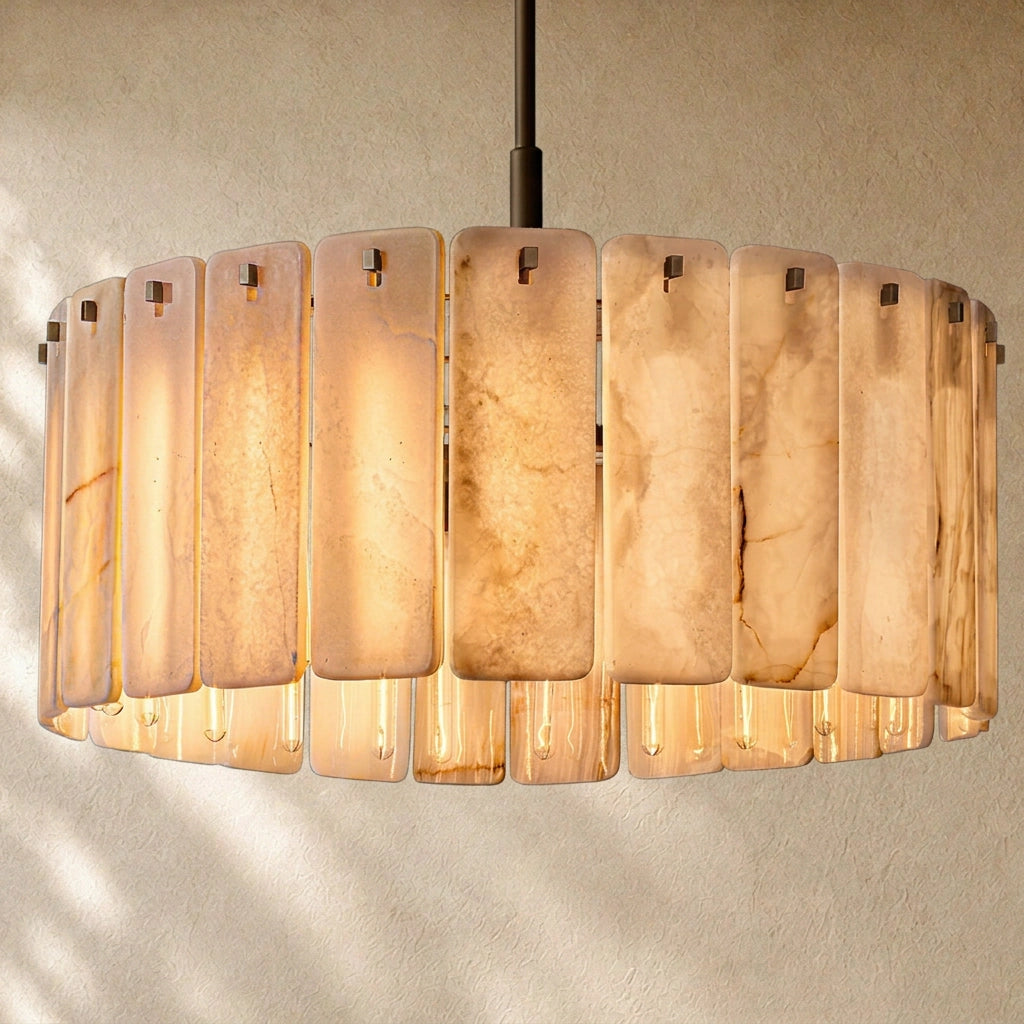 Calametta Onyx Round Alabaster Chandelier 36". 48", 60"