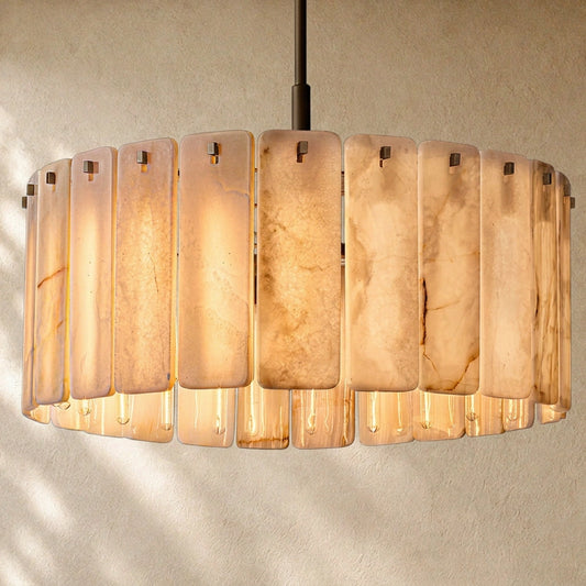 Calametta Onyx Round Alabaster Chandelier 36". 48", 60"