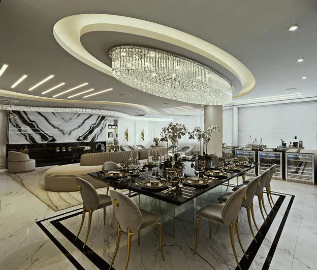 Light Luxury Round/Oval Flush Mount Crystal Chandelier
