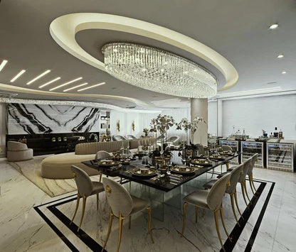 Light Luxury Round/Oval Flush Mount Crystal Chandelier