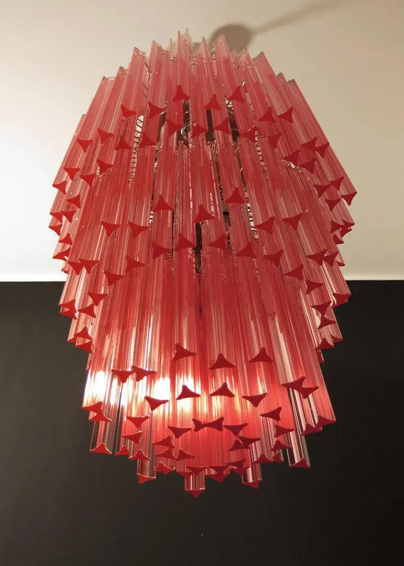 Murano Chandelier – Triedri – Pink – 242 prisms