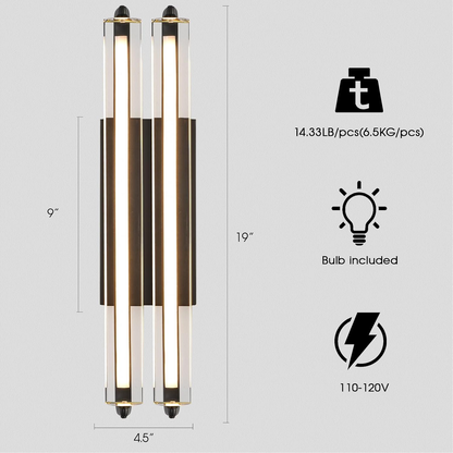 $800+ Purchase Gift | Double Crystal Wall Lamp 19" H