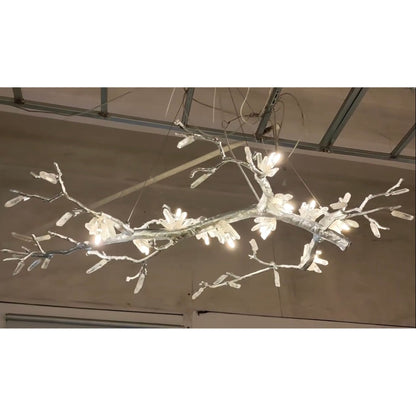 Selenite Crystal Blossom Branching Tree Chandelier