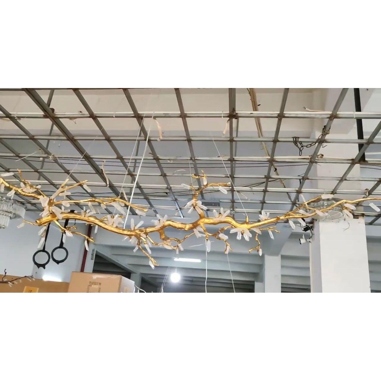 Selenite Crystal Blossom Branching Tree Chandelier