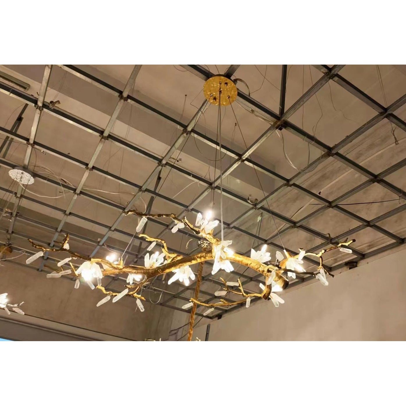 Selenite Crystal Blossom Branching Tree Chandelier