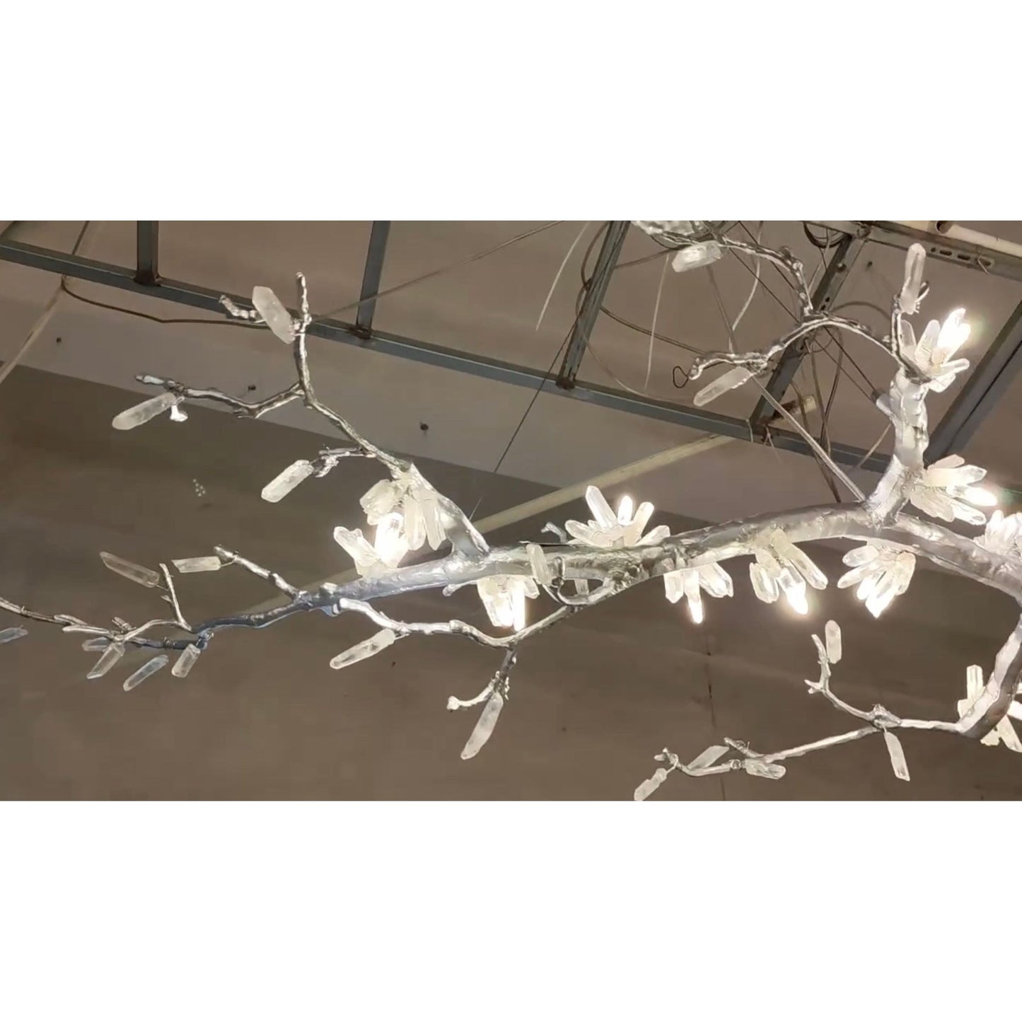 Selenite Crystal Blossom Branching Tree Chandelier