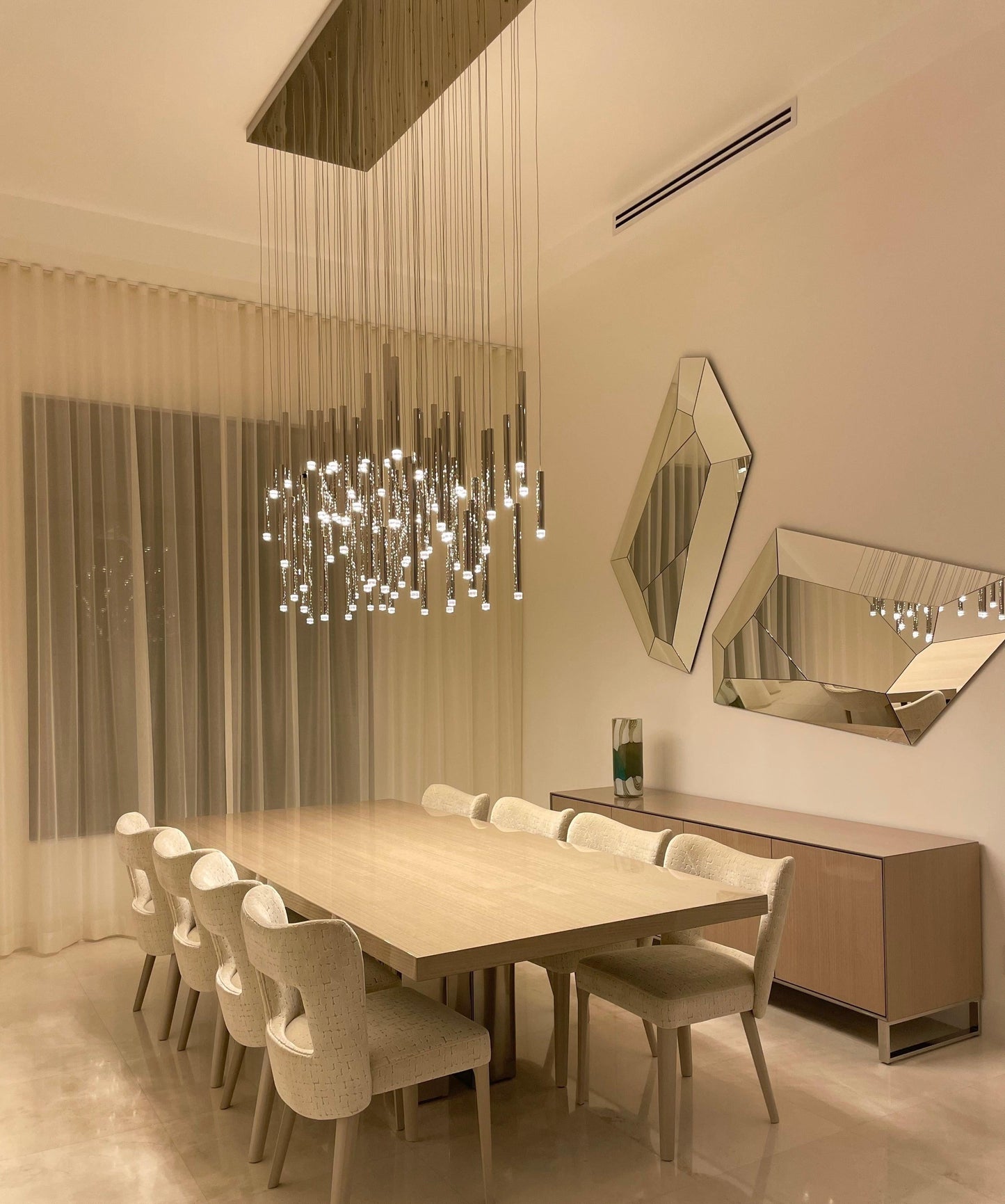 Bellini Rectangular Tubular Pendant Light Chandelier - morylighting