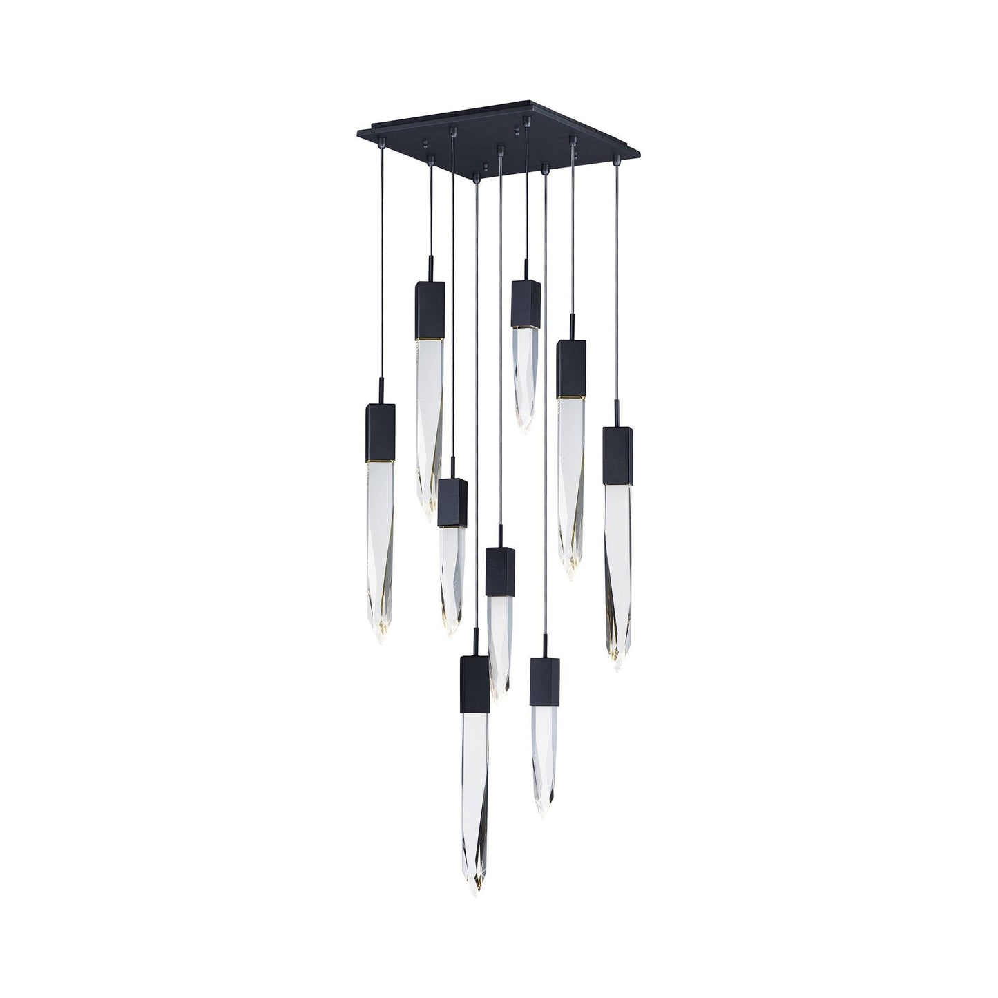 Modern Light Luxury Round/Rectangle Ceiling Pendant Light in Black Finish for Kitchen Island/ Staircase/Living Room