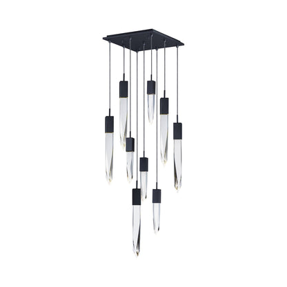 Modern Light Luxury Round/Rectangle Ceiling Pendant Light in Black Finish for Kitchen Island/ Staircase/Living Room