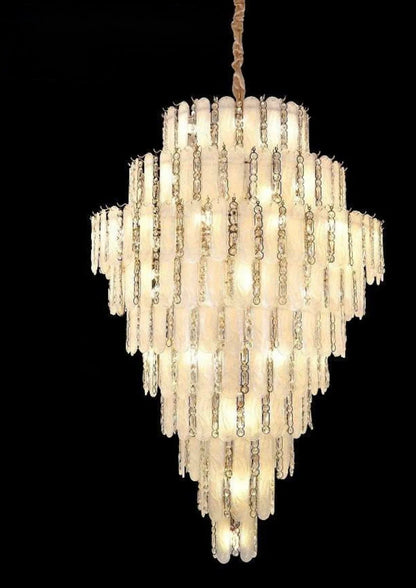 Modern Feather Crystal Chandelier in Chrome/Gold Finish for High/Low-ceiling