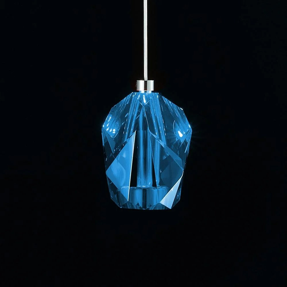 Modern Floating Clear/Blue/Amber Irregular Crystal Chandelier for High-ceiling