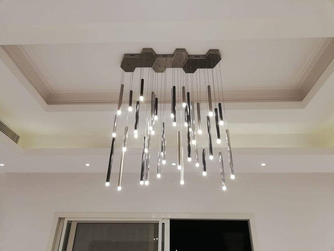 Bellini Square Tri-Tone Tubular Pendant Light Chandelier - morylighting