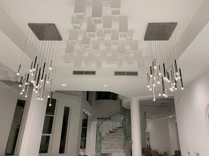 Bellini Square Tri-Tone Tubular Pendant Light Chandelier - morylighting