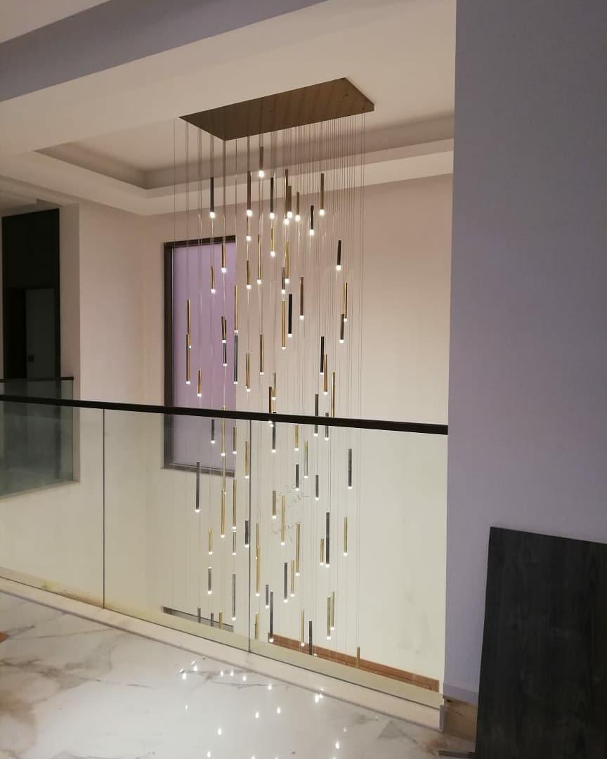 Bellini Square Tri-Tone Tubular Pendant Light Chandelier - morylighting