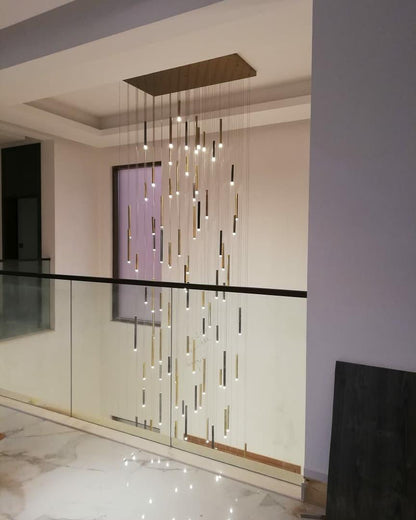 Bellini Square Tri-Tone Tubular Pendant Light Chandelier - morylighting