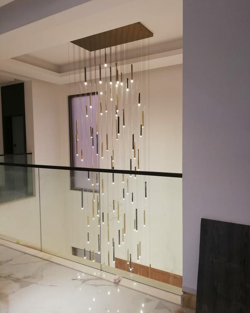 Bellini Square Tri-Tone Tubular Pendant Light Chandelier - morylighting