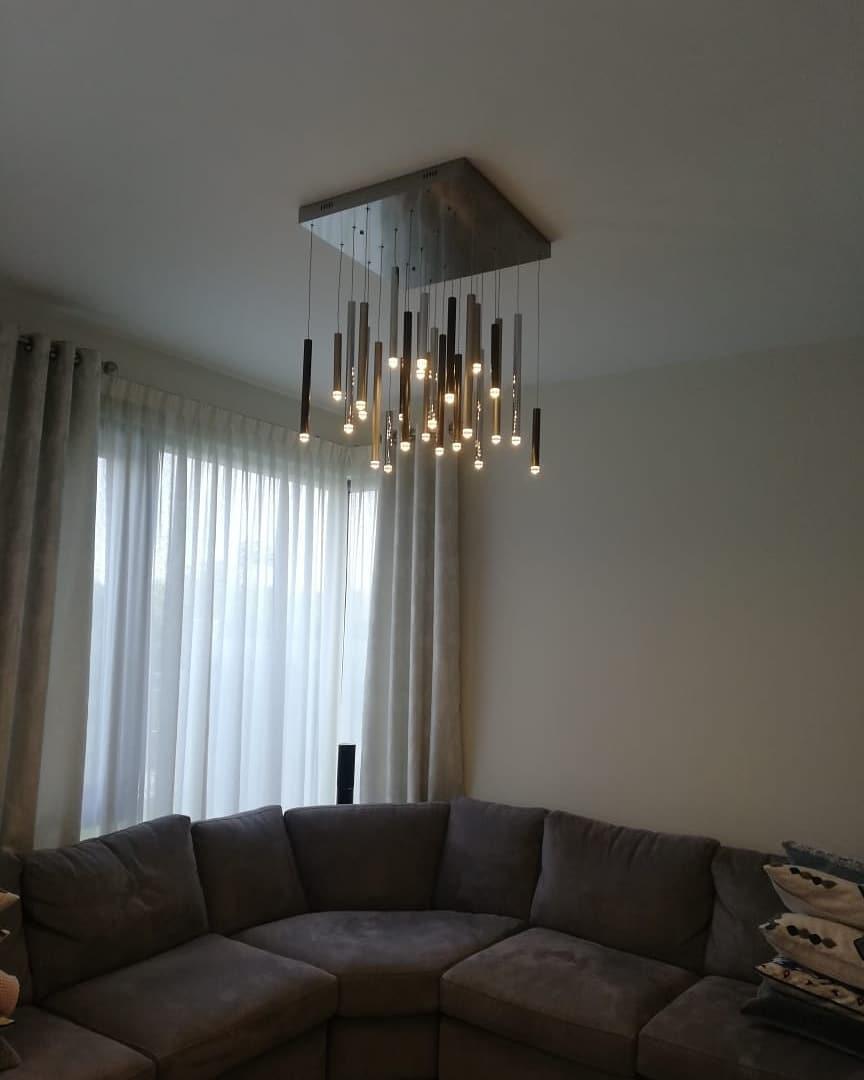 Bellini Square Tri-Tone Tubular Pendant Light Chandelier - morylighting