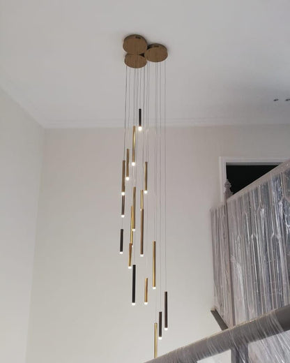 Bellini Square Tri-Tone Tubular Pendant Light Chandelier - morylighting