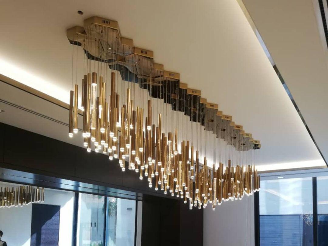 Bellini Square Tri-Tone Tubular Pendant Light Chandelier - morylighting
