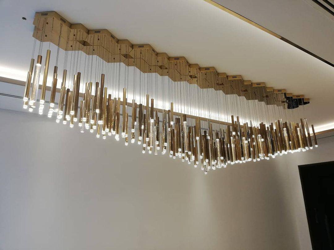 Bellini Square Tri-Tone Tubular Pendant Light Chandelier - morylighting