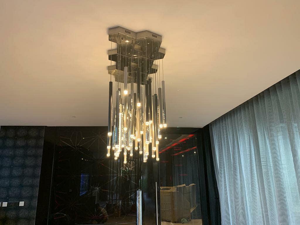 Bellini Square Tri-Tone Tubular Pendant Light Chandelier - morylighting