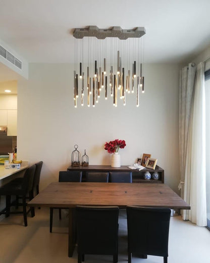 Bellini Round Metal Tubular Pendant Light Chandelier