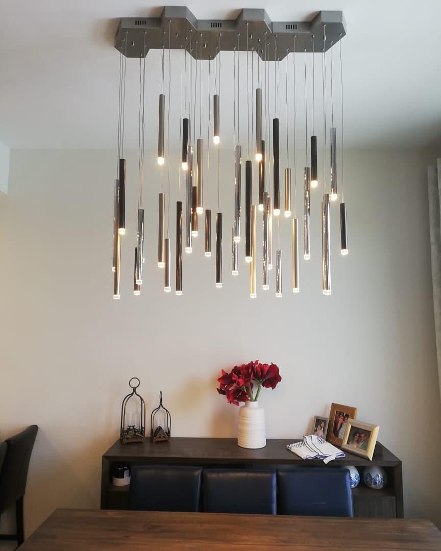 Bellini Round Metal Tubular Pendant Light Chandelier