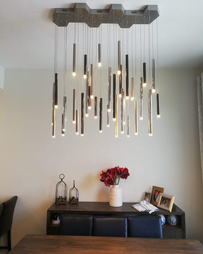 Bellini Round Metal Tubular Pendant Light Chandelier