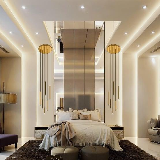 Bellini Square Tri-Tone Tubular Pendant Light Chandelier - morylighting