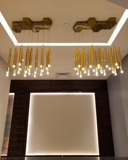 Bellini Square Tri-Tone Tubular Pendant Light Chandelier - morylighting