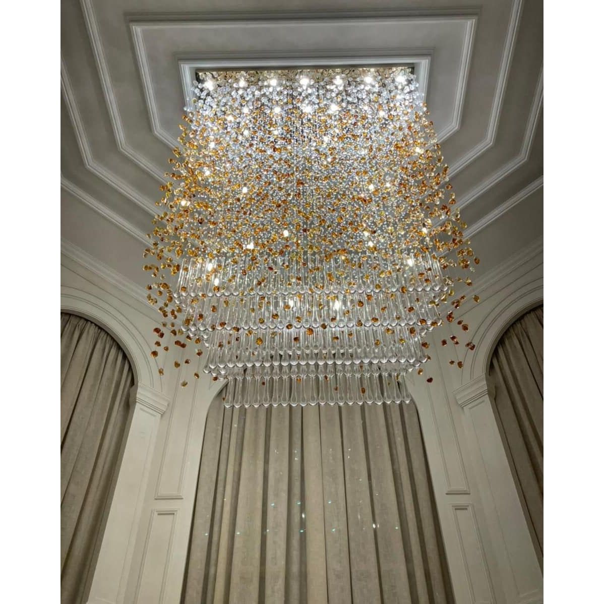 Morylighting Azure Cascade Glass Chandelier - Background Shot