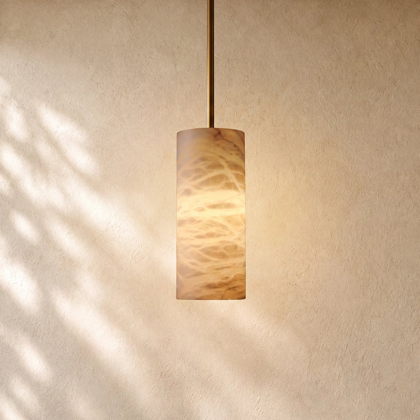 Brielle Alabaster Carved Cylinder Pendant Light