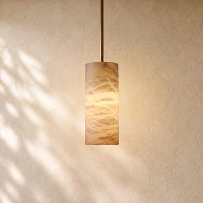 Brielle Alabaster Carved Cylinder Pendant Light