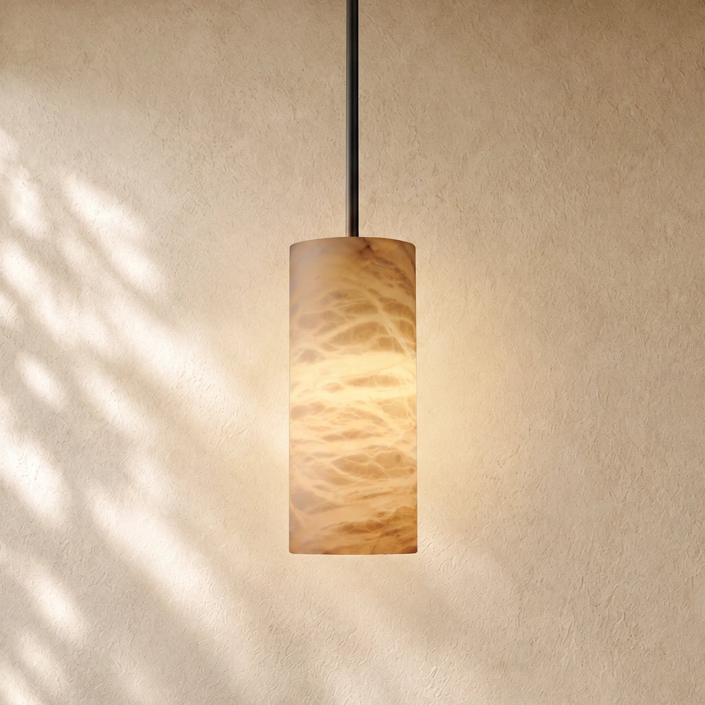 Brielle Alabaster Carved Cylinder Pendant Light